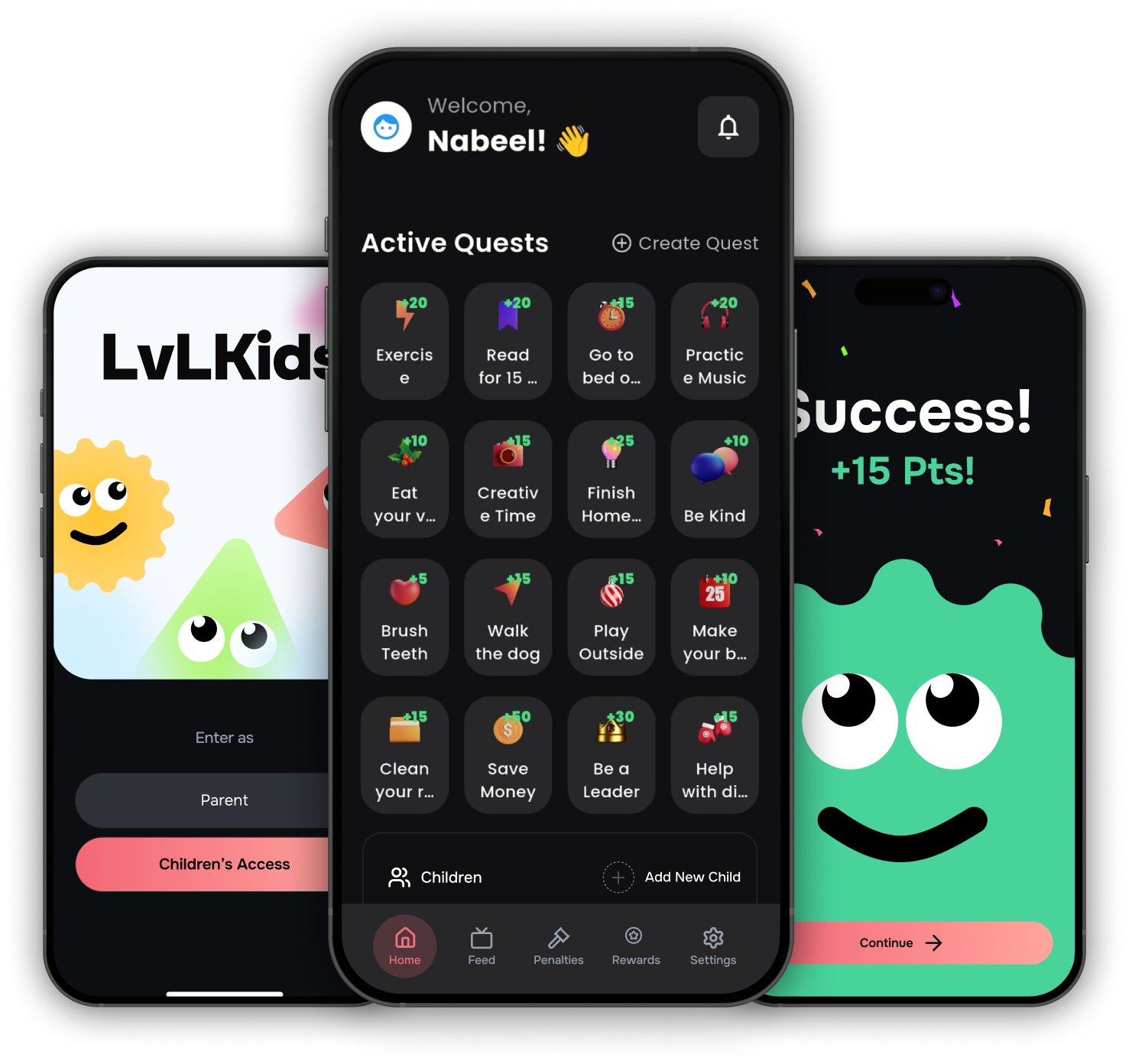 LvlUpKids Mobile App Mockups